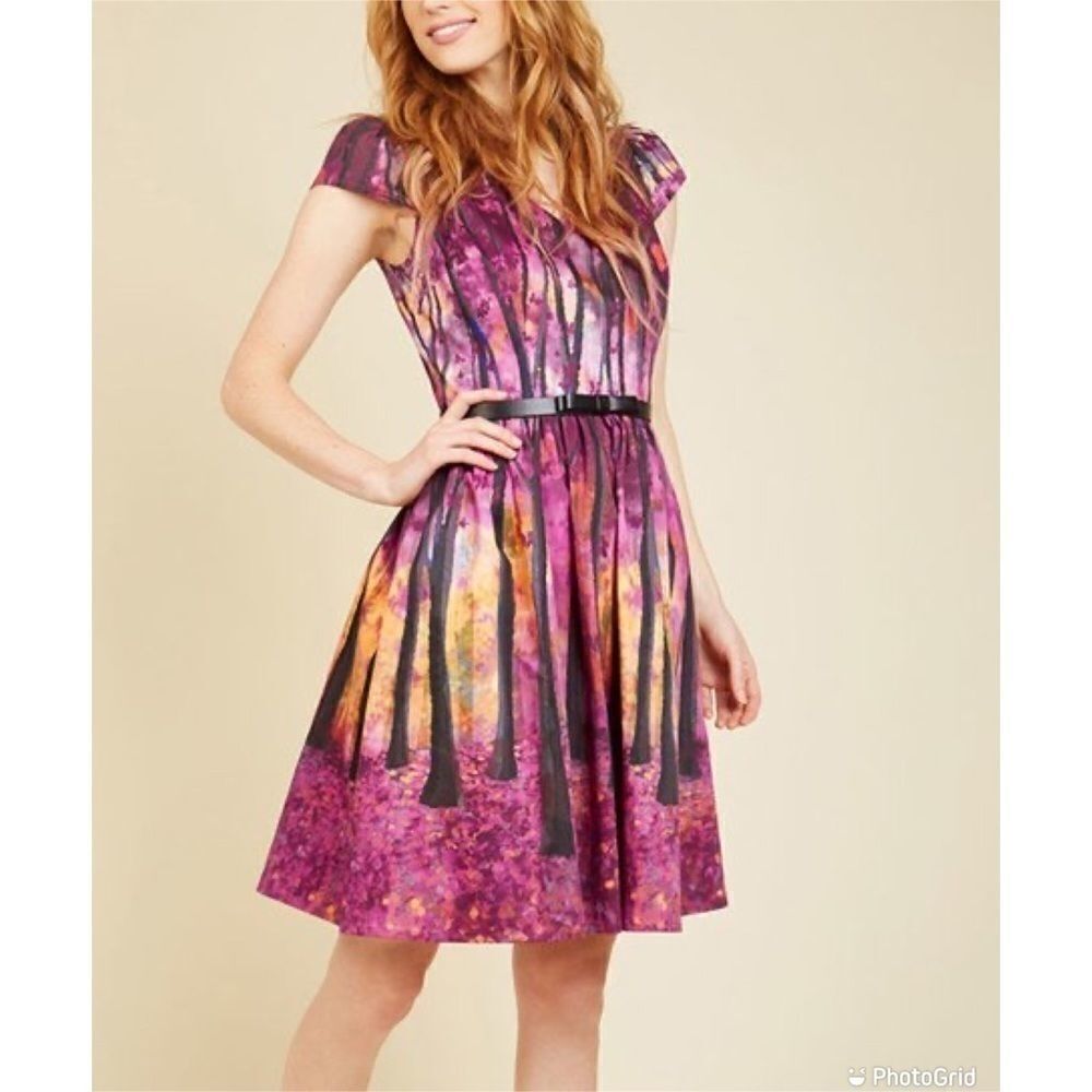 ModCloth Thicket Frondescent Fete A-Line Dress
